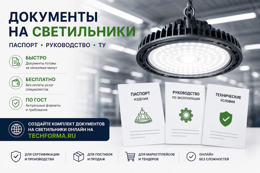 Документы на светильники: паспорт, руководство и ТУ онлайн