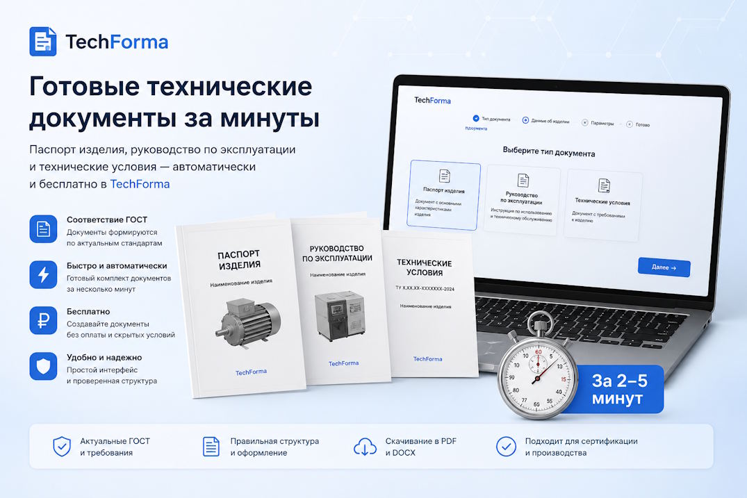 паспорт, руководство по эксплуатации, технические условия